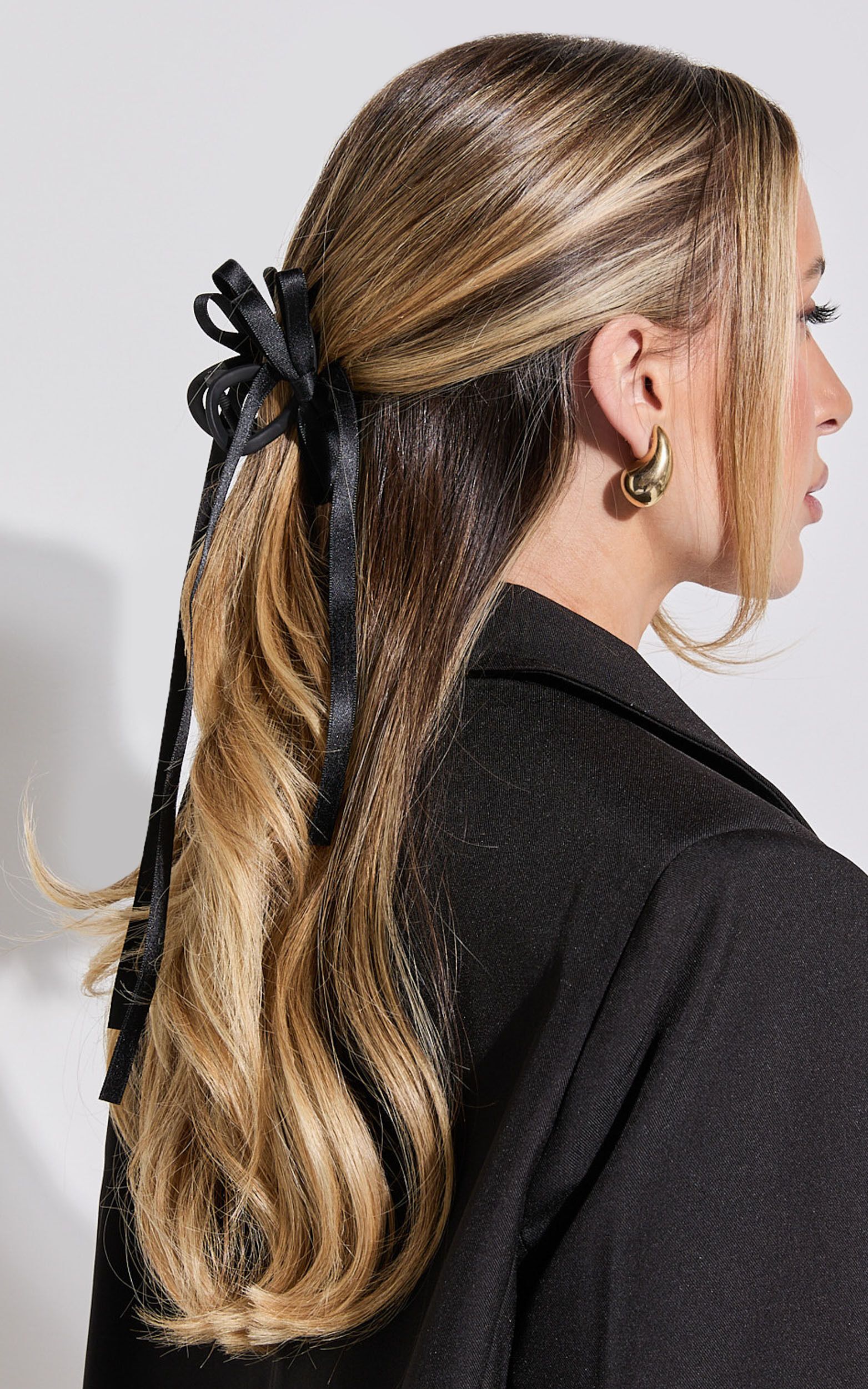 Eleanor Hair Clip - Ribbon Bow Detail Hair Clip in Black | Showpo (US, UK & Europe)