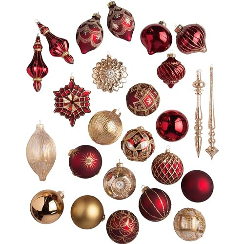 Balsam Hill Brilliant Bordeaux Bauble Christmas Ornaments Set - Glitter & Grandeur Vintage Style Tree Ornaments, 25 Pieces for Holiday Décor | Amazon (US)