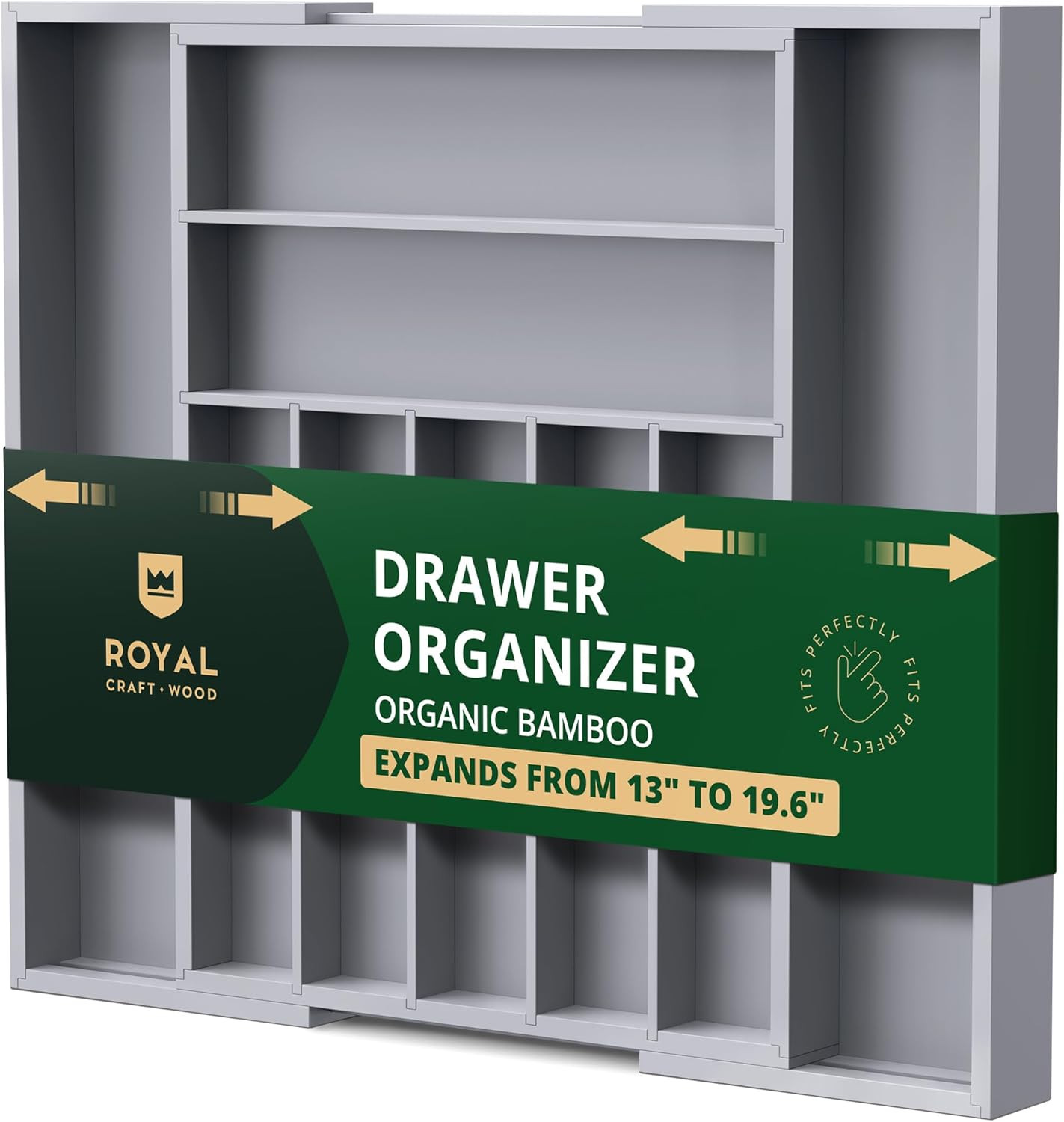 Luxury Bamboo Kitchen Drawer Organizer - Silverware Organizer - Utensil Holder and Cutlery Tray w... | Amazon (US)