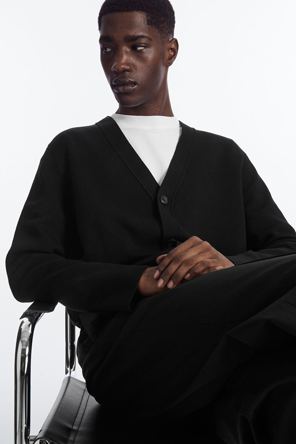 DOUBLE-FACED MERINO WOOL CARDIGAN - BLACK - COS | COS UK