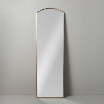Arched 19&#34;x64&#34; Rectangular Metal Leaning Floor Mirror Brass - Hearth &#38; Hand&#8482; wi... | Target