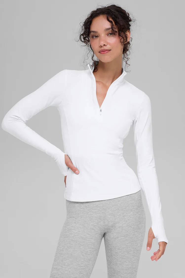 Alosoft 1/2 Zip Rapid Pullover - White | Alo Yoga (US)