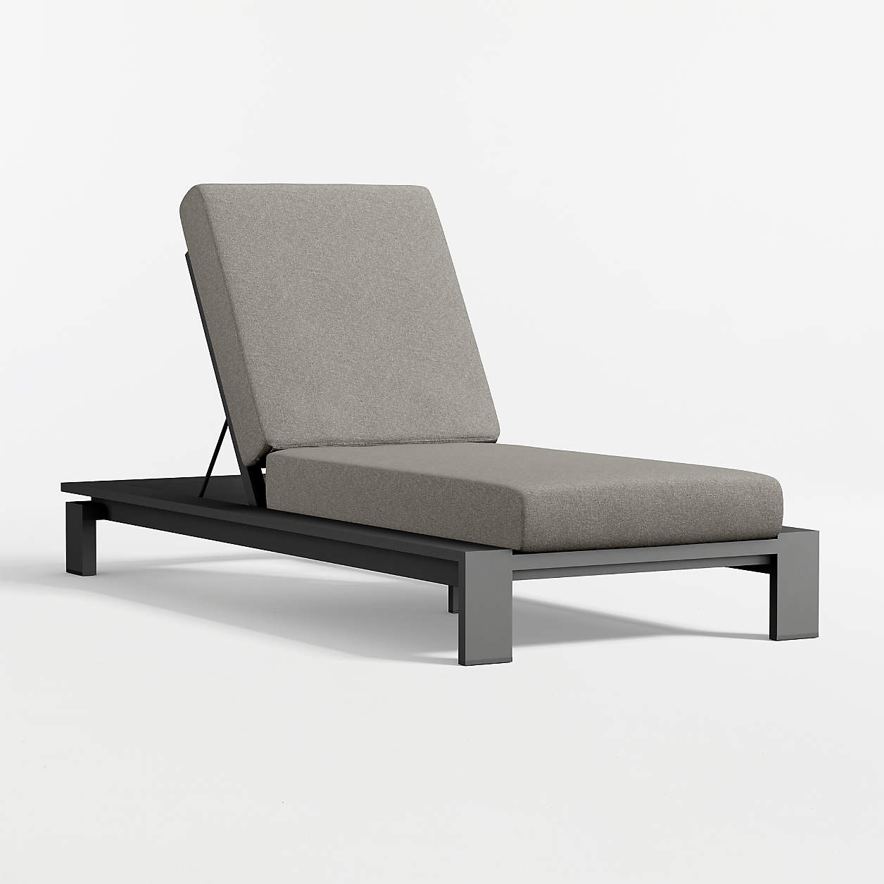 Walker Metal Outdoor Sun Lounger with Canvas Charcoal Sunbrella Cushions + Reviews | Crate & Barr... | Crate & Barrel