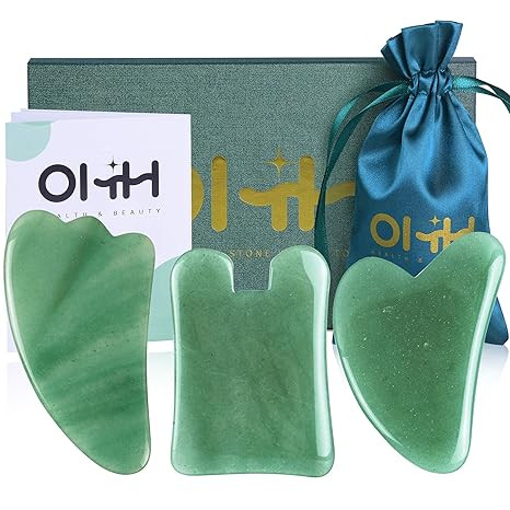 Gua Sha Massage Tools Set, OHH Aventurine Natural Stone Guasha Board for Face and Body, Skincare ... | Amazon (US)