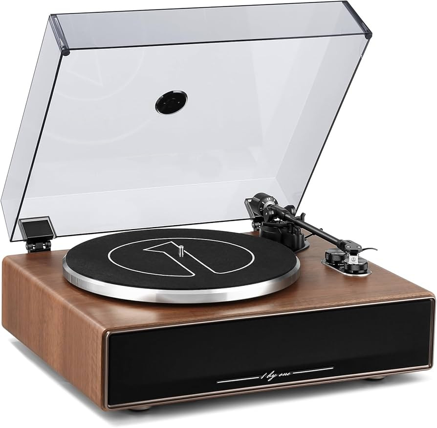 1 BY ONE Vinyl Record Player with Built-in Speakers, Belt-Drive Turntable | Amazon (US)
