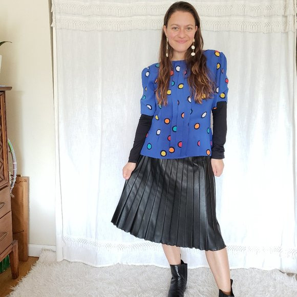 Vintage cobalt blue colorful polka dot shirt | Poshmark
