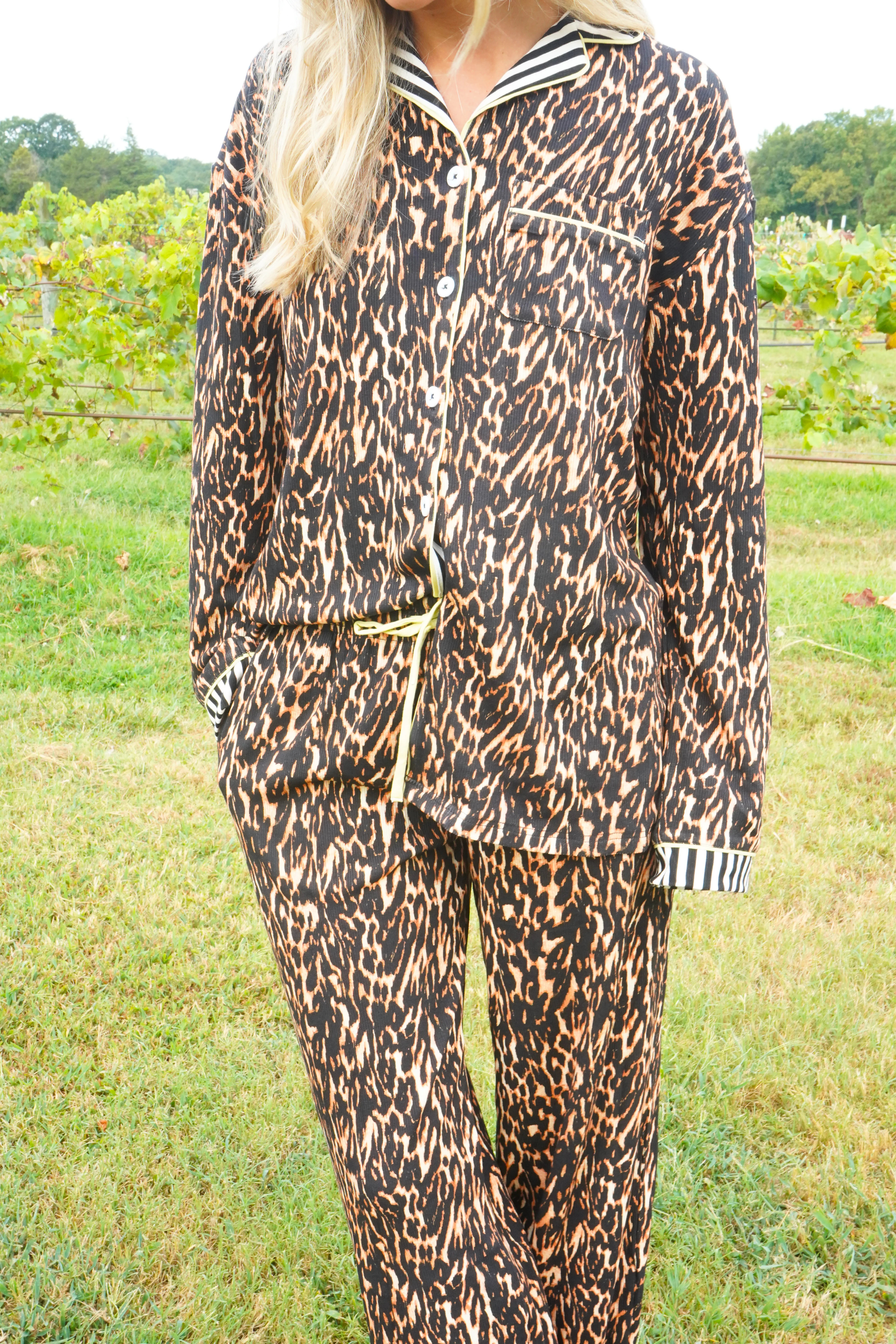 Luxe Leopard - Ribbed Bamboo Long Sleeve + Pants Pajama Set | KenzKustomz