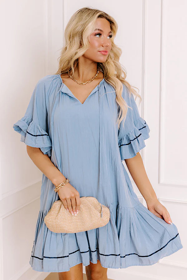 Mimosas On The Patio Mini Dress in Airy Blue | Impressions Online Boutique