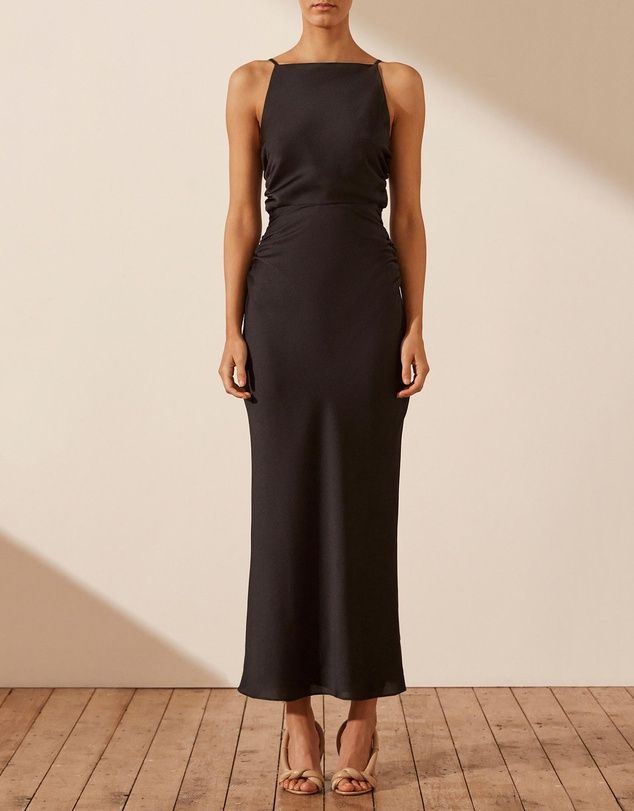Luxe Ruched Straight Neck Midi Dress | THE ICONIC (AU & NZ)