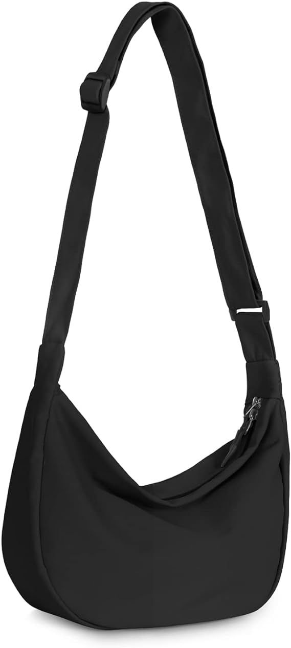 Small Sling Crossbody Bag for Women Men Trendy, Mini Crescent Bag with Adjustable Strap, 2 Zipper... | Amazon (US)