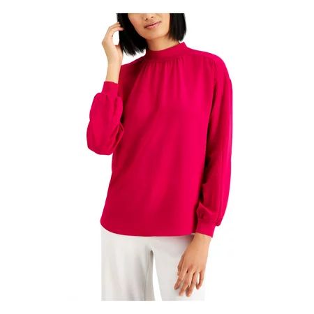 ALFANI Womens Pink Zippered Mock Neck Long Sleeve Blouse Size: XL | Walmart (US)