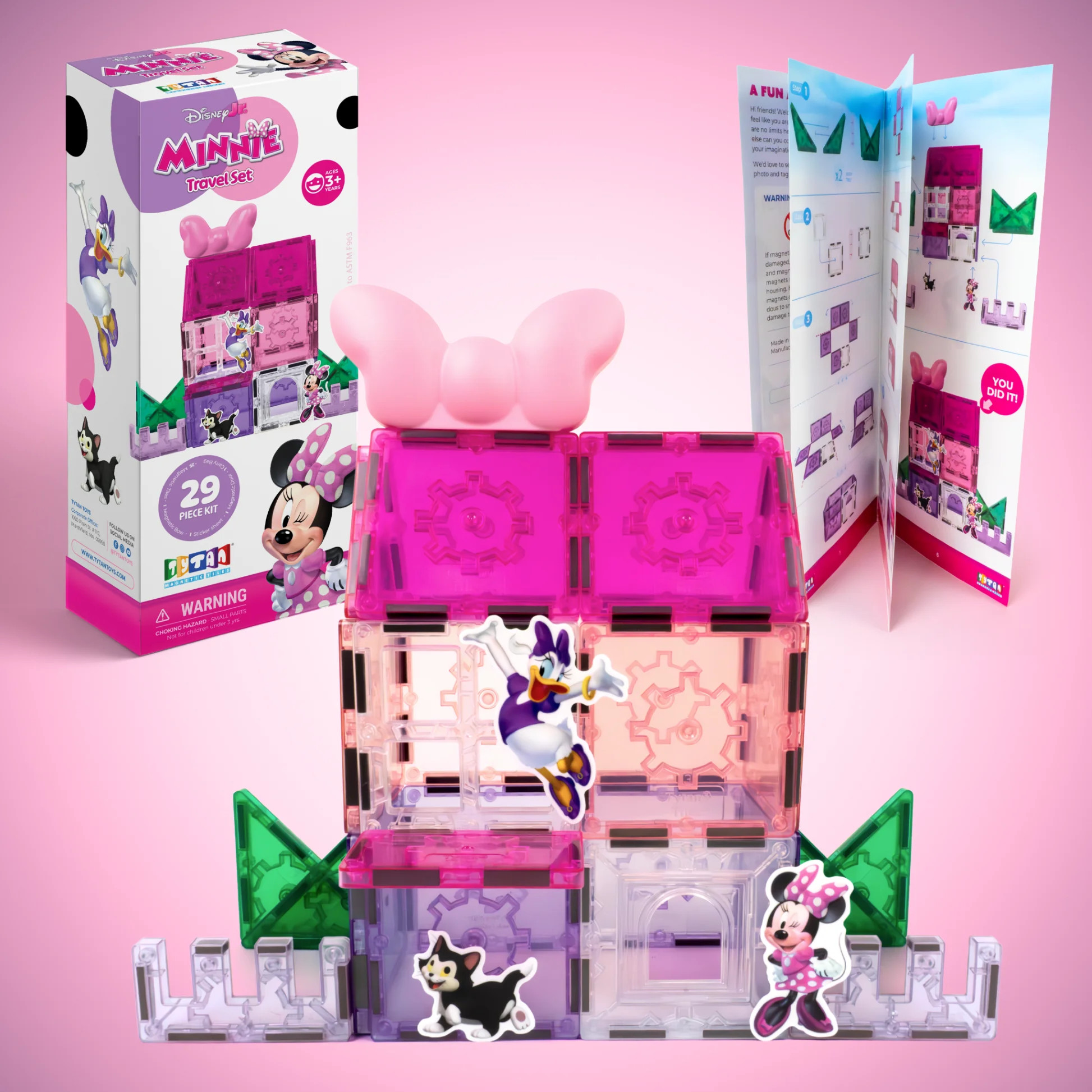 Official Disney Junior Minnie Mouse Magnetic Tile Travel Set - 29-Piece - Ages 3+ | Walmart (US)