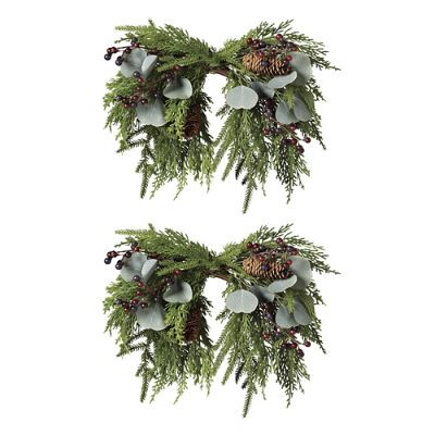 Peony And Pine Cone Sconce Swags, Set Of Two | Frontgate