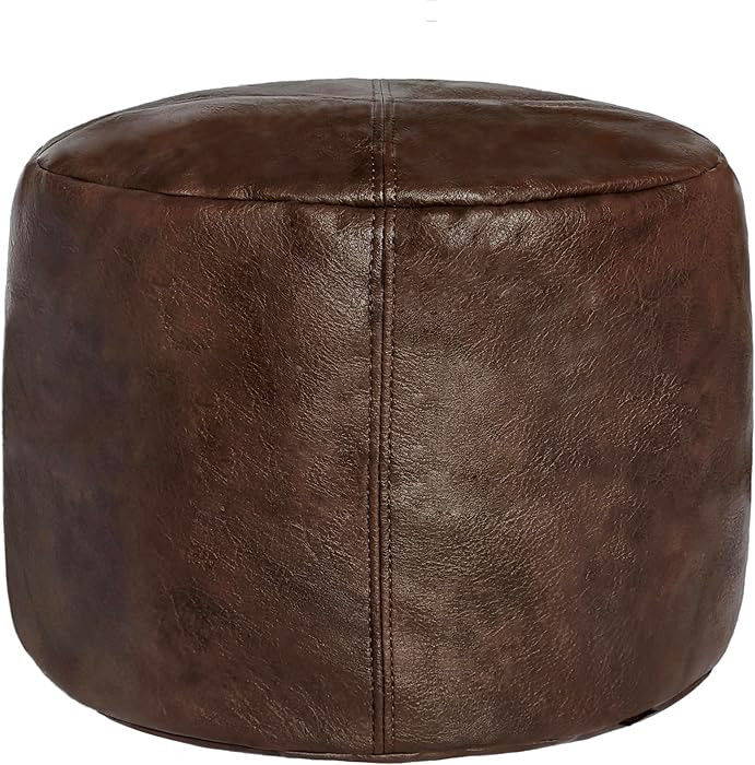 Thgonwid Unstuffed Faux Leather Pouf Cover, Handmade Footstool Ottoman Storage Solution, Floor Fo... | Amazon (US)