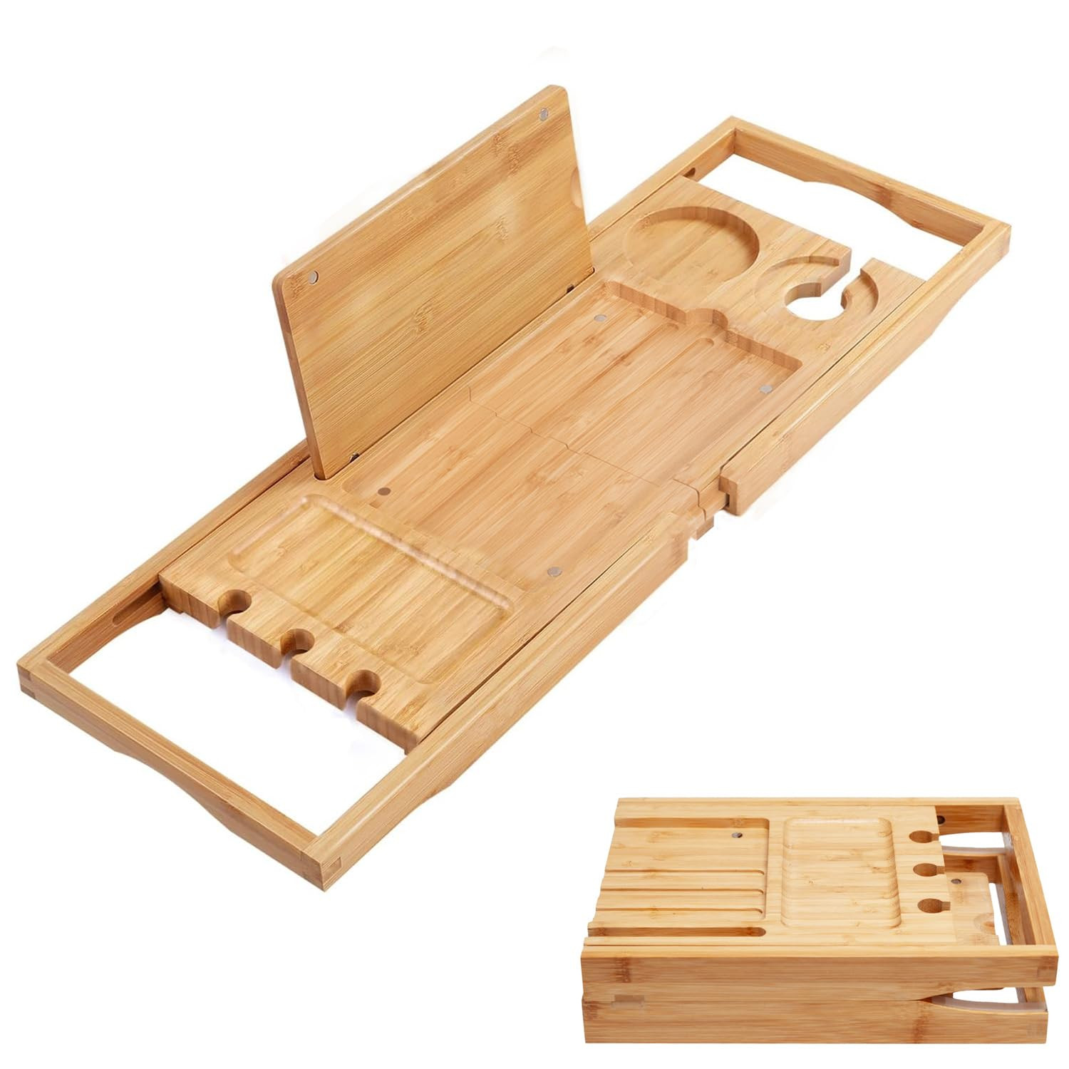 Utoplike Bamboo Bathtub Caddy Tray Bath Tray for Tub, Adjustable Bathroom Bathtub Organizer with ... | Amazon (US)