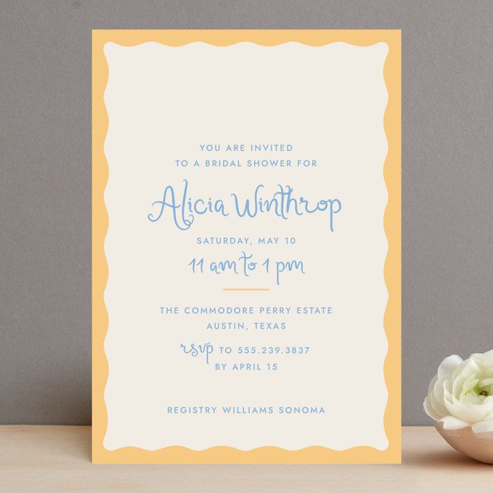 "Augusta" - Customizable Bridal Shower Invitations in Yellow by Megan Davis. | Minted