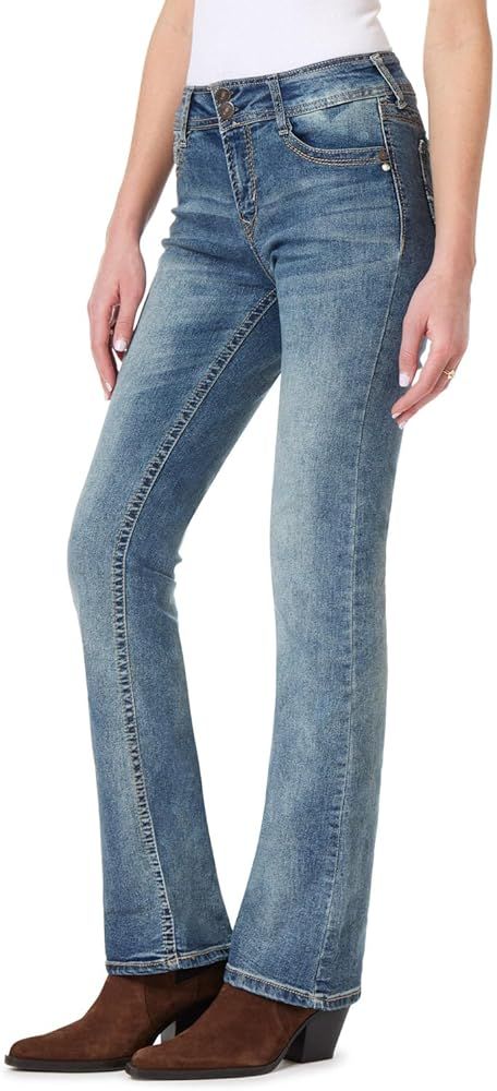 WallFlower Women's Luscious Curvy Bootcut Mid-Rise Insta Stretch Juniors Jeans | Amazon (US)