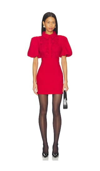 June Puff Sleeve Mini Dress in Red | Revolve Clothing (Global)