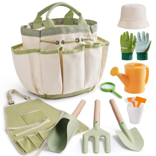 ROBOTIME Kids Gardening Tools, 17 PCS Toddler Gardening Set, Children's Gardening Tools, Metal Kids Gardening Set All in One Kit, Gardening Tools for Kids Outdoor Toys Gift for Boys and Girls | Amazon (US)
