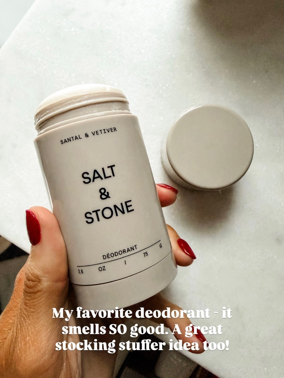 This deodorant smells so good! I have loved it - Salt & Stone has so many other great products like hand wash, hand lotion, etc that you could use as gifts!

Loverly Grey, salt and stone, deodorant, beauty 

#LTKGiftGuide #LTKBeauty