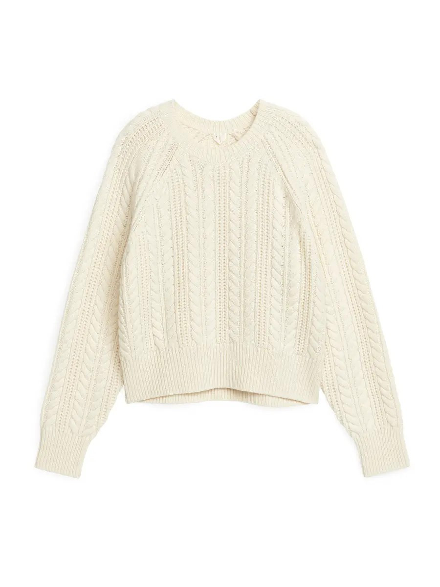 Cable-Knit Wool Jumper - Off White - ARKET PL | ARKET (US&UK)