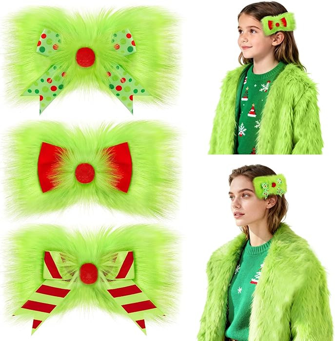 3Pcs Green Christmas Hair Bows Clip for Girls Women,6 Inch Green Christmas Hair Clips Bow for Hai... | Amazon (US)