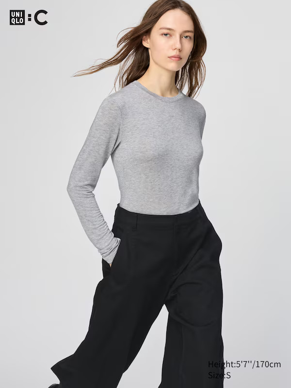 HEATTECH Extra Warm Cashmere Blend Crew Neck T-Shirt | UNIQLO (UK)