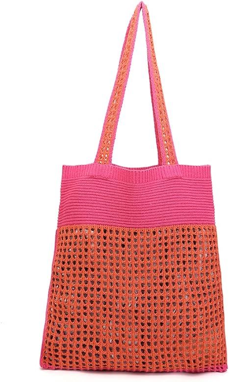 ENBEI Beach Tote Bags Shoulder Handbags Large knit bag Tote bag aesthetic Crocheted tote cute tre... | Amazon (US)
