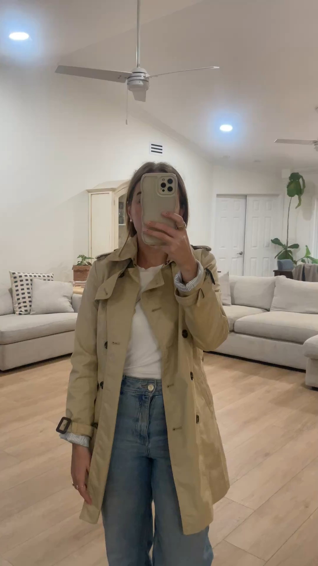 Trench coat, rainy cold day 