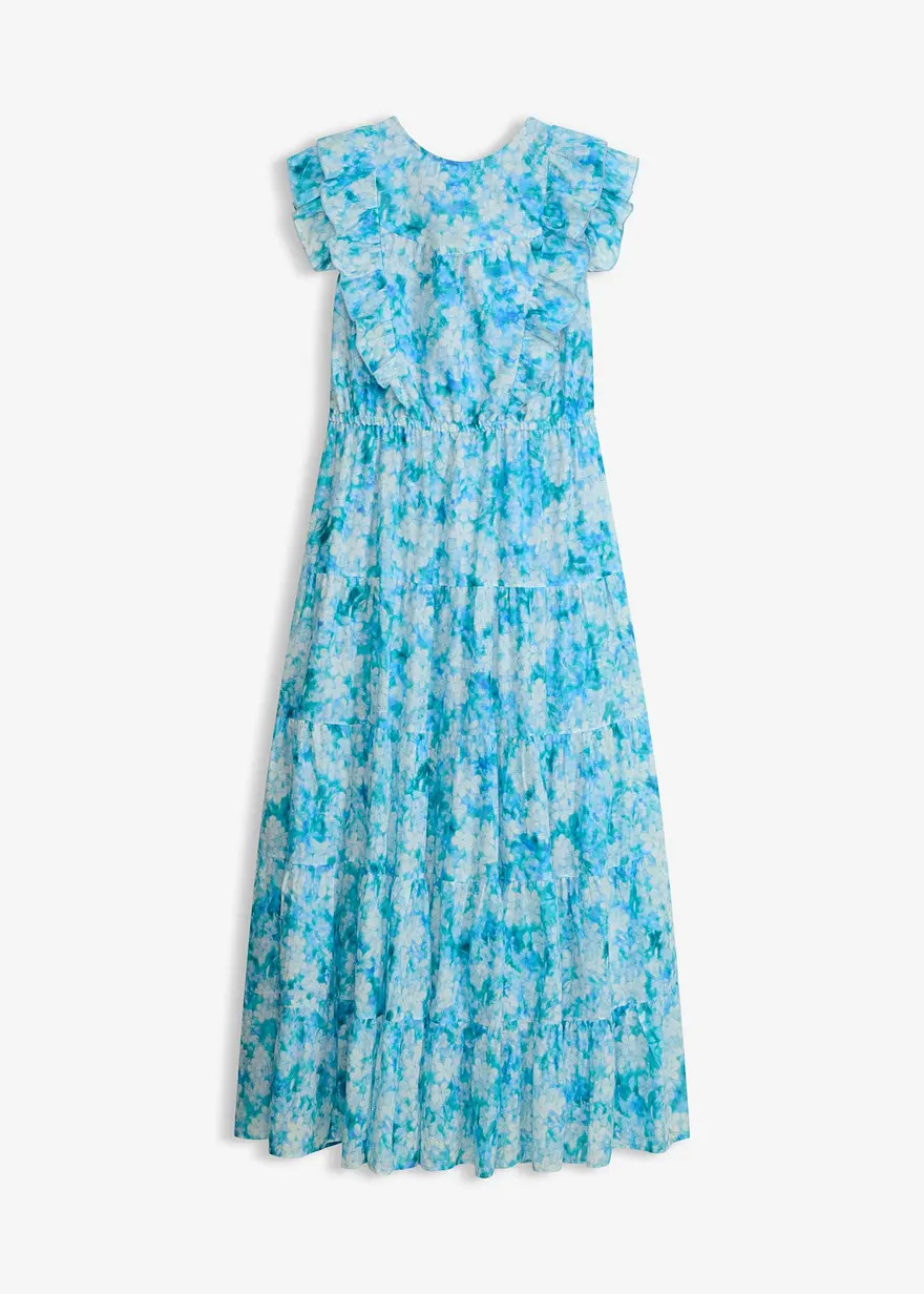modisches Maxikleid mit Volants - blau, Regul\u00e4r - Damen | bonprix | Bonprix DE