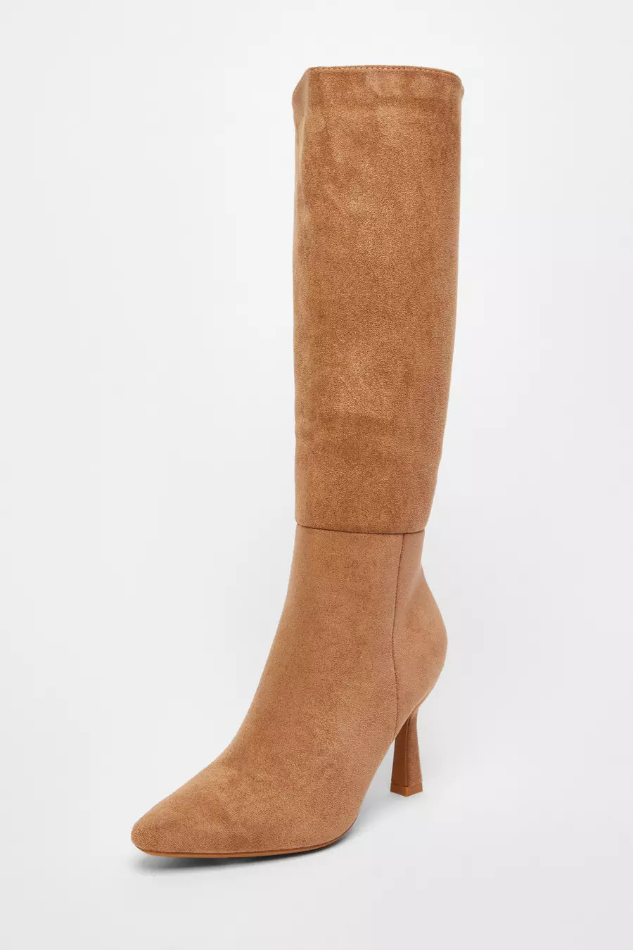 Camel Faux Suede Knee High Boots | Quiz Clothing