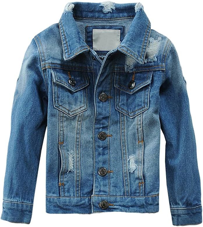 Mallimoda Kids Boys Girls Hooded Denim Jacket Zipper Coat Outerwear | Amazon (US)