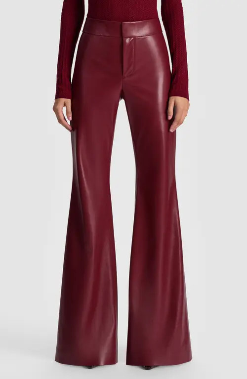 Alice + Olivia Andrew Faux Leather Wide Leg Pants in Oxblood at Nordstrom, Size 12 | Nordstrom