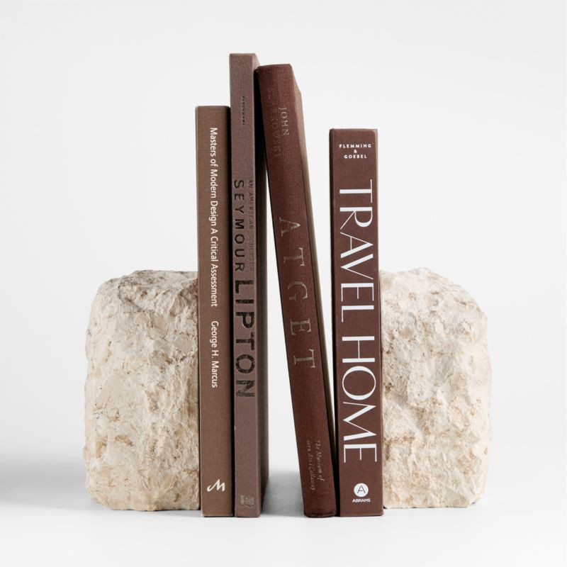 Durres Travertine Bookends, Set of 2 + Reviews | Crate & Barrel | Crate & Barrel