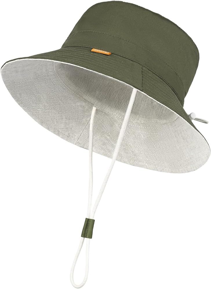 Unisex Baby Sun Hat Linen Cotton,Adjustable Toddler Kids Boy Summer Hats with UPF 50+ Sun Protect... | Amazon (US)
