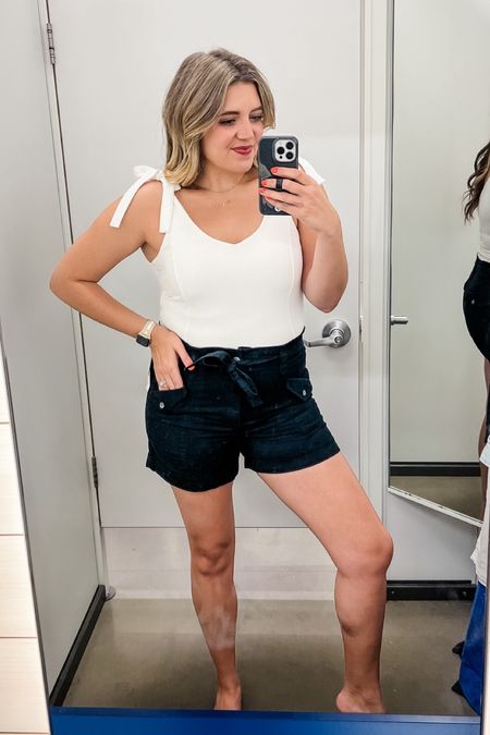 Bodysuit marked down to $12!!! Size down . I wear a small. Cargo shorts fit tts and are 30% off. 

#LTKsalealert #LTKunder50