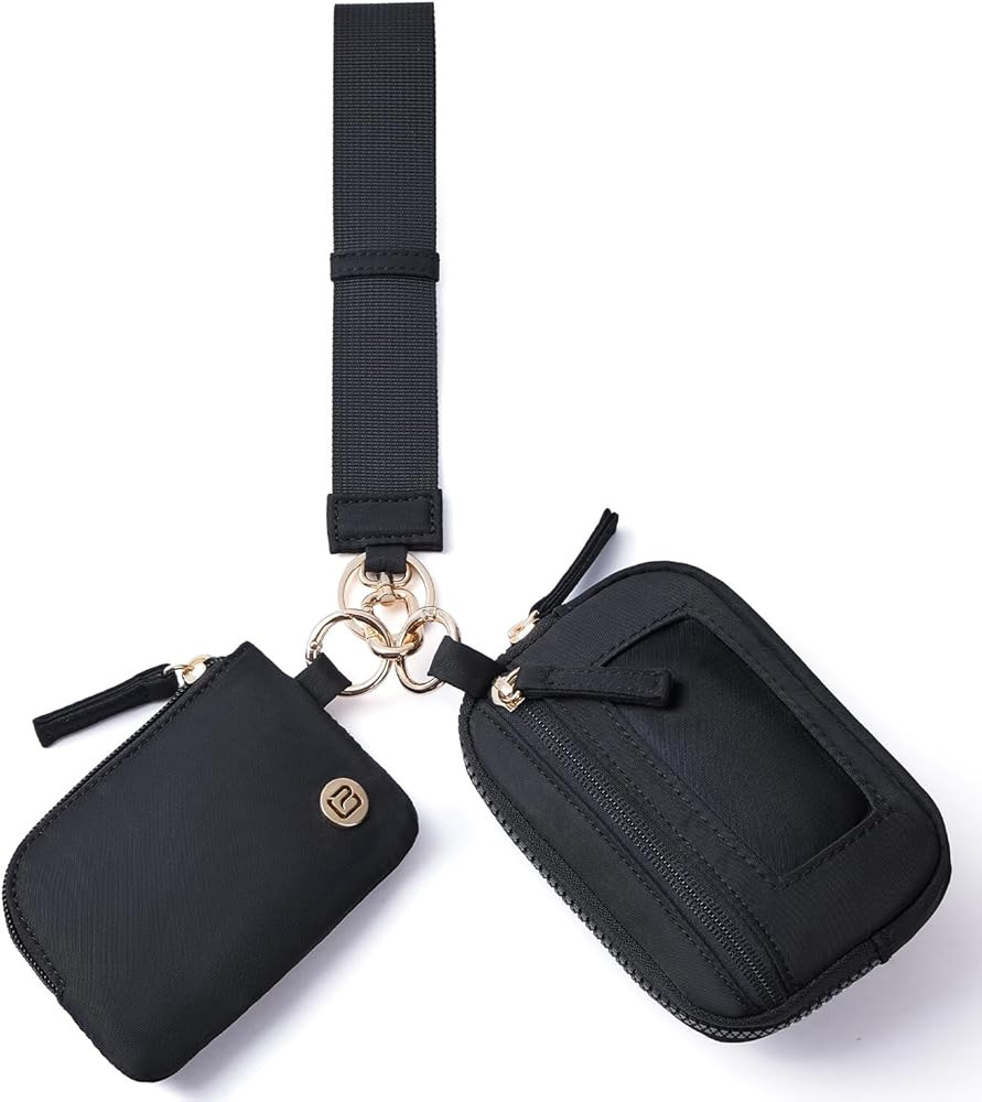 POIUGOYA Nylon Wristlet Wallets, Dual Pouch Keychain Wristlet Wallet, RFID Small Wallet With Coin... | Amazon (US)