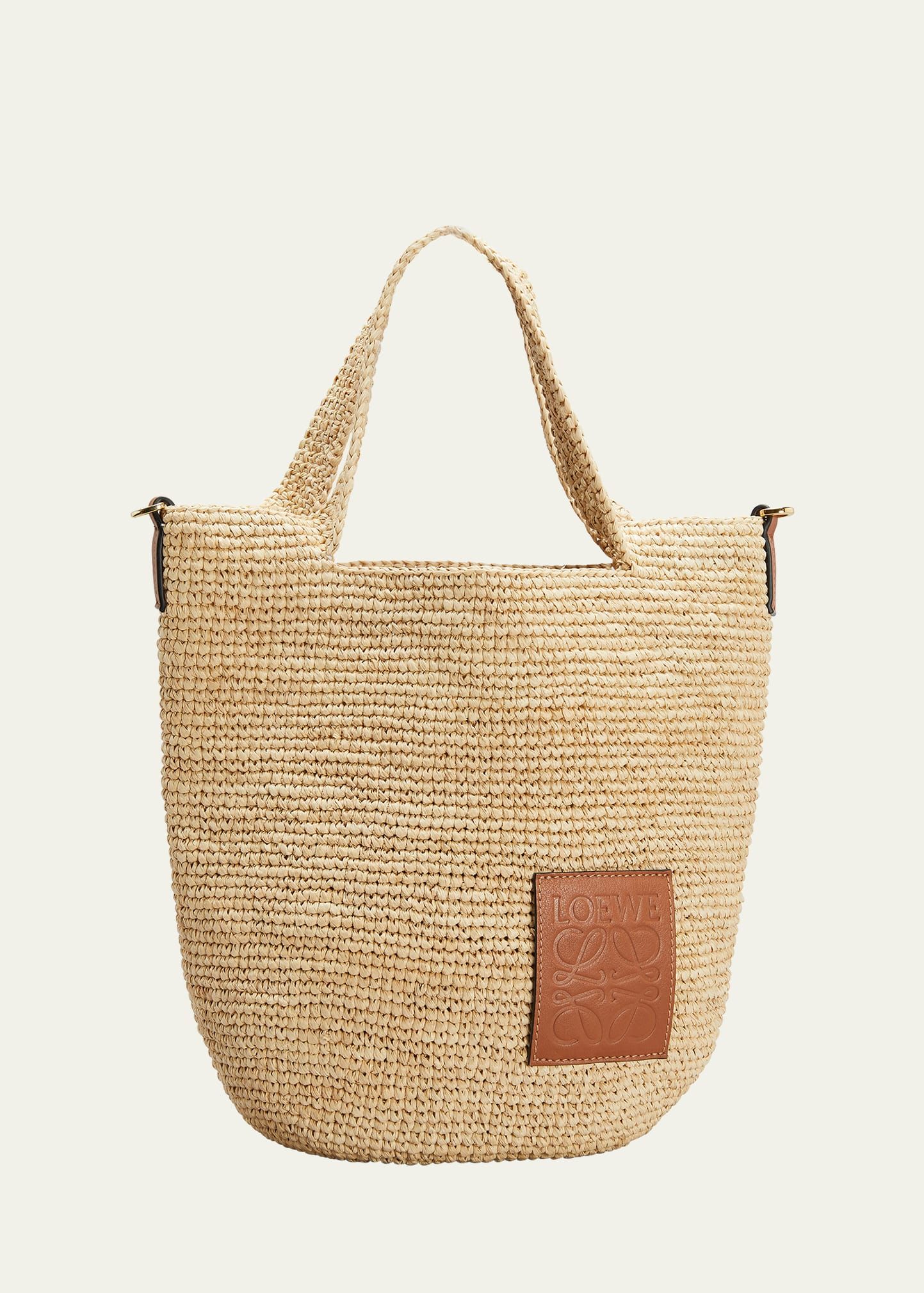 Loewe x Paula’s Ibiza Slit Mini Tote Bag in Raffia with Leather Anagram | Bergdorf Goodman