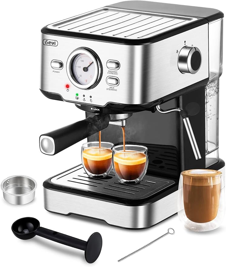 Gevi Espresso Machine 15 Bar Pump Pressure, Cappuccino Coffee Maker with Milk Foaming Steam Wand ... | Amazon (US)