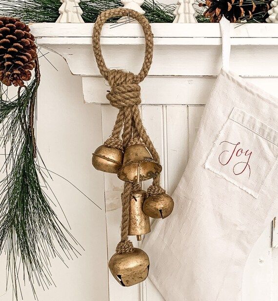 Gold Christmas Bells/ Farmhouse Vintage Style Holiday Home | Etsy | Etsy (US)