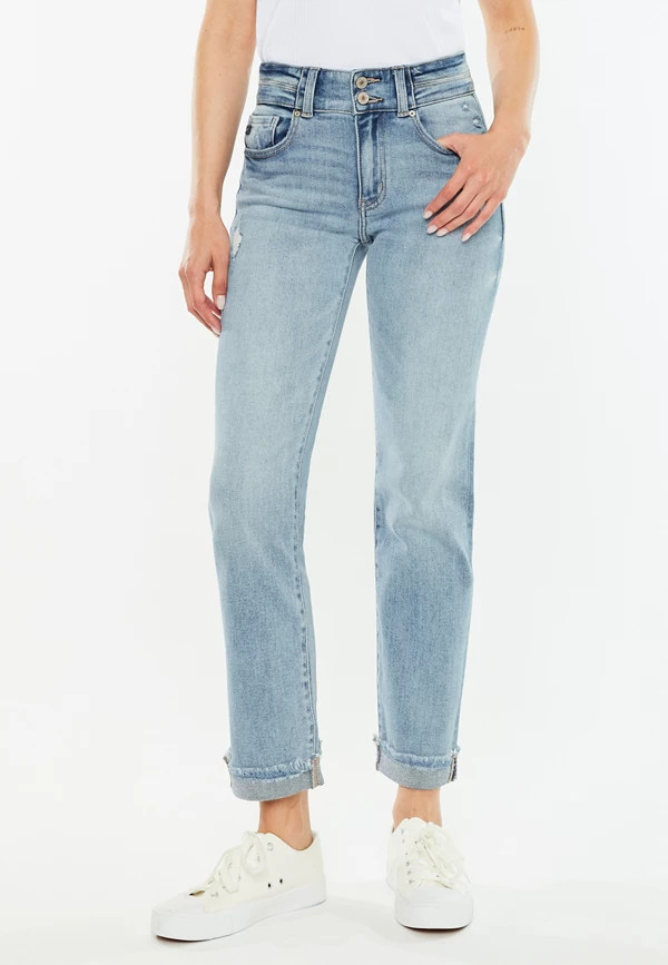 KanCan™ High Rise Frayed Cuff Hem Straight Jean | Maurices