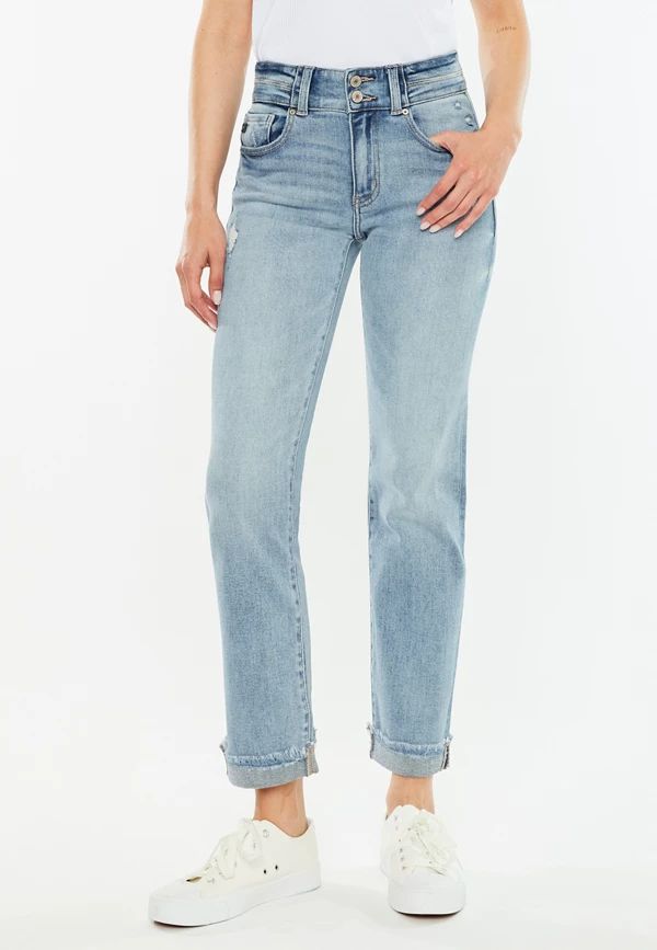 KanCan™ High Rise Frayed Cuff Hem Straight Jean | Maurices