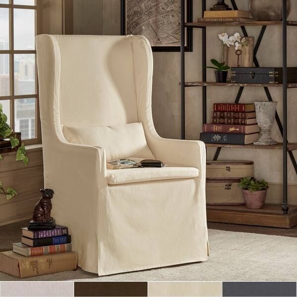 Potomac Slipcovered Wingback Host Chair by iNSPIRE Q Artisan - Grey | Bed Bath & Beyond