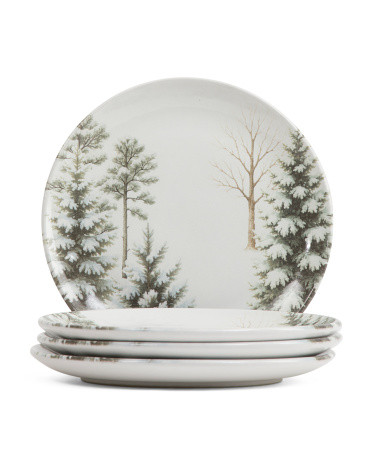 Made In Brazil Set Of 4 Snow Trees Coupe Salad Plates | TJ Maxx