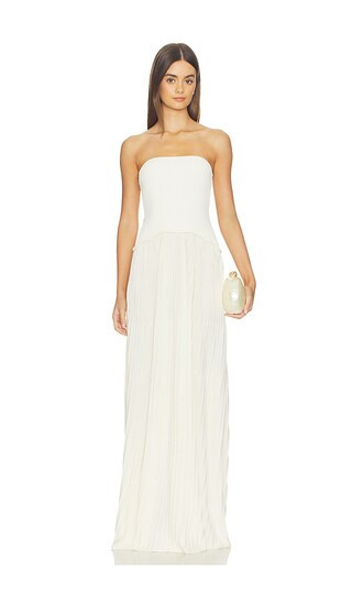 Solid & Striped The Strapless Soglio Dress in Beige. - size L | Revolve Clothing (Global)