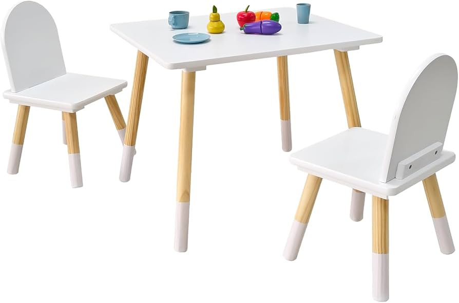 Kids Wood Table and 2 Chair Sets, Toddler Small Multi-Activity Study, Eating, and Play Table for ... | Amazon (US)