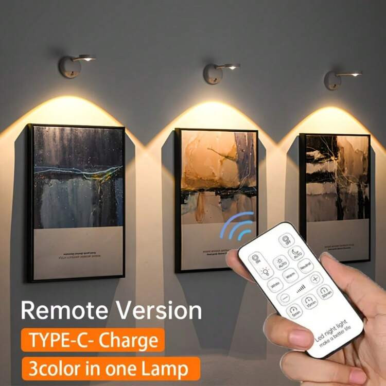 1pc Remoto Control Rechargeable Spotlight, Photo Wall Atmosphere Shooting Light,No Wiring, No-Drill, No Installation, Wireless Home Background Wall Mural Light, Smart Led Wall Light | SHEIN