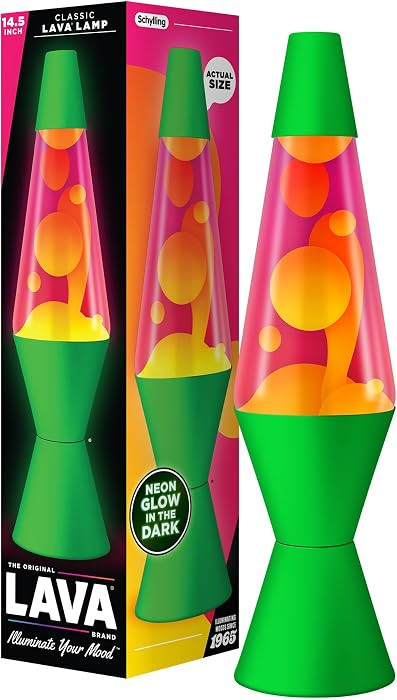 LAVA The Original Lamp - 14.5" Neon Green - Classic Liquid Motion Lamp - Orange and Pink Liquid -... | Amazon (US)