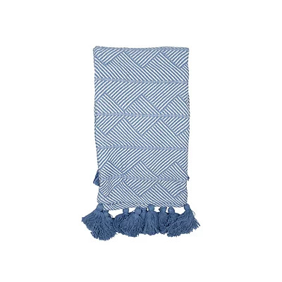 Blue Striped Tassel Trim Throw | Kirkland's Home