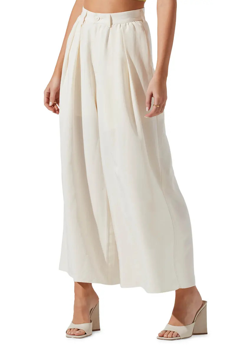 ASTR the Label Pleat Front Wide Leg Cotton Blend Trousers | Nordstrom | Nordstrom